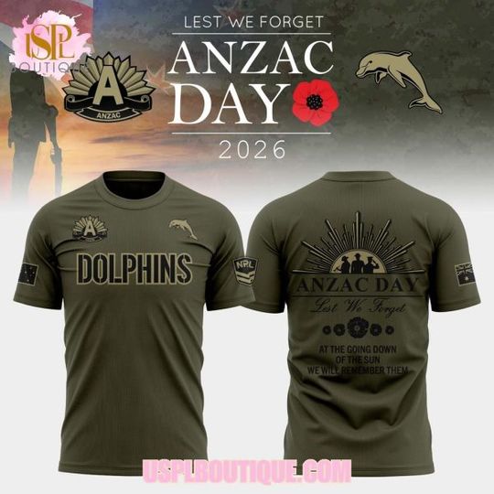 Dolphins Anzac Day 2026 Design T-Shirt