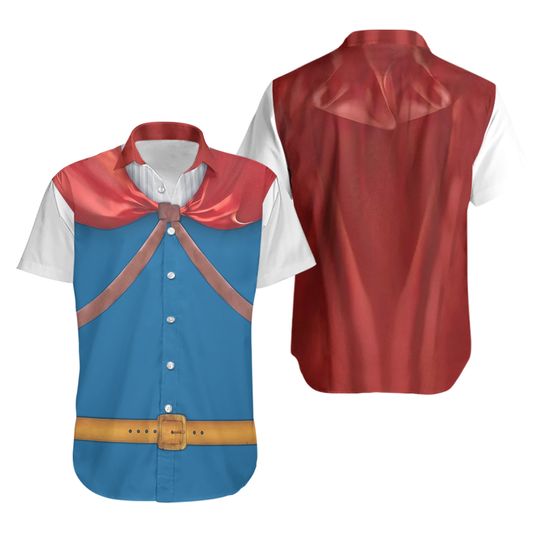 Halloween Snow White Prince Costume Button Shirt, Prince Florian Cosplay Shirt, Snow White Character Button Up Shirt, Halloween Gift