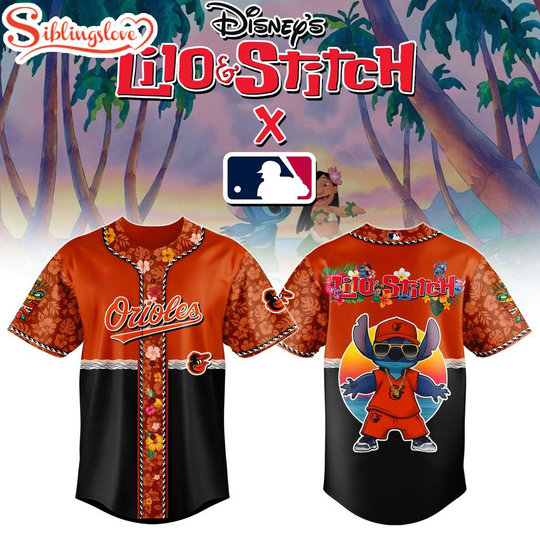 Baltimore Orioles x Lilo & Stitch Cute Baseball Jersey Shirt