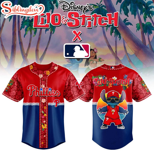 Philadelphia Phillies x Lilo & Stitch Cute Baseball Jersey Shirt