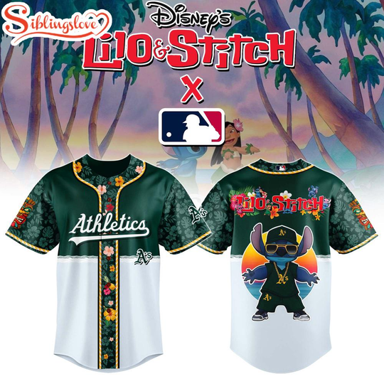 Oakland Athletics x Lilo & Stitch Cute Baseball Jersey Shirt