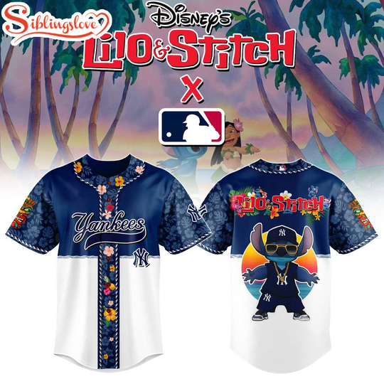 Discover New York Yankees x Lilo & Stitch Cute Baseball Jersey Shirt