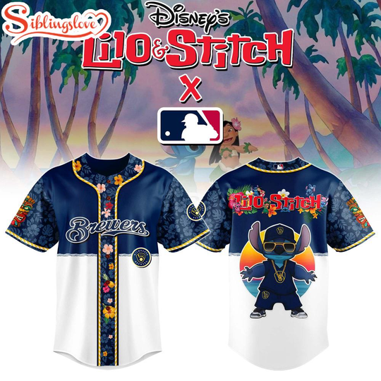 Milwaukee Brewers x Lilo & Stitch Cute Baseball Jersey Shirt