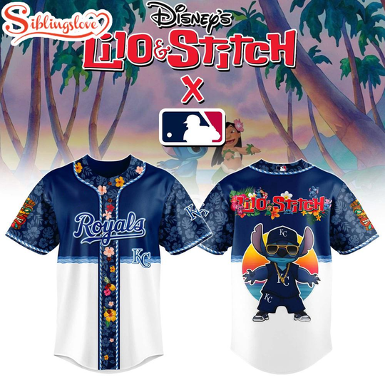 Kansas City Royals x Lilo & Stitch Cute Baseball Jersey Shirt