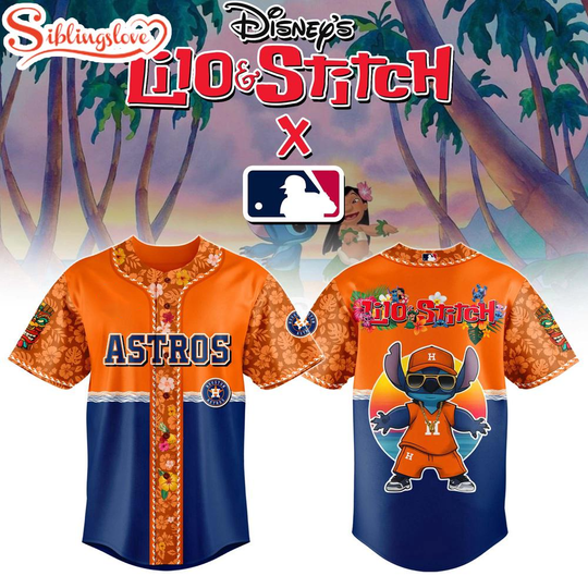 Houston Astros x Lilo & Stitch Cute Baseball Jersey Shirt