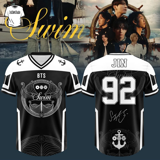 Discover JIN BTS Swim Arirang Album Mixed Football Jersey