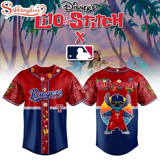 Discover Texas Rangers x Lilo & Stitch Cute Baseball Jersey Shirt