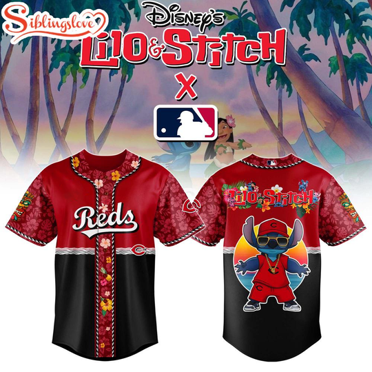 Cincinnati Reds x Lilo & Stitch Cute Baseball Jersey Shirt