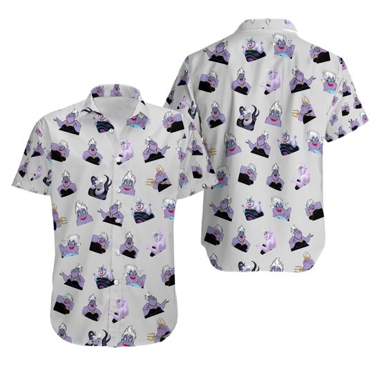 Disney  Ursula Aloha Cute Evil Queen Spooky Aloha Hawaiian Shirt