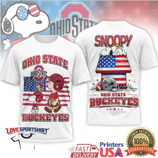 Ohio State Buckeyes Snoop and Charlie Brown Patriotic T Shirt