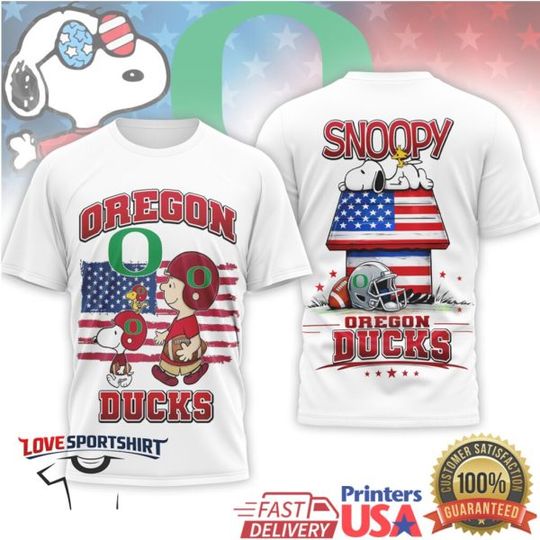 Snoop and Charlie Brown Oreg ducks Patriotic American Flag College Football T Shirt