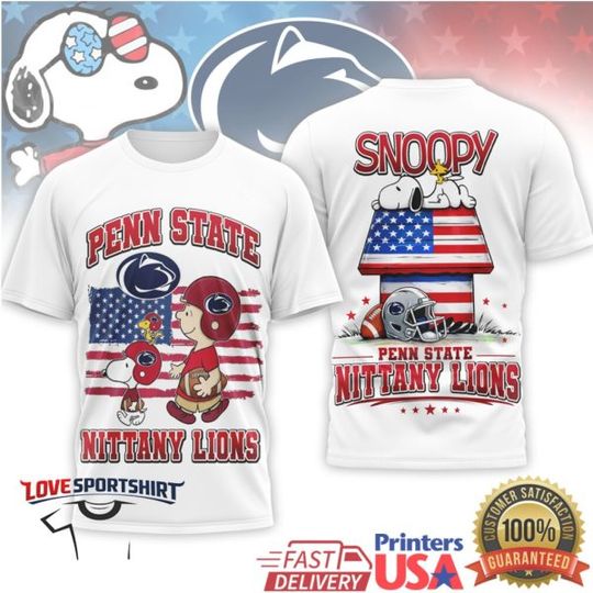 Snoop and Charlie Brown Penn State Nittany Lions Patriotic American Flag T Shirt