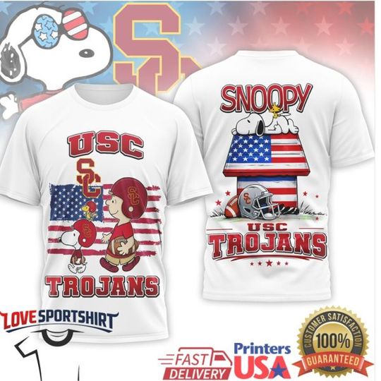Snoop and Charlie Brown USC Trojans Patriotic American Flag College Football T Shirt