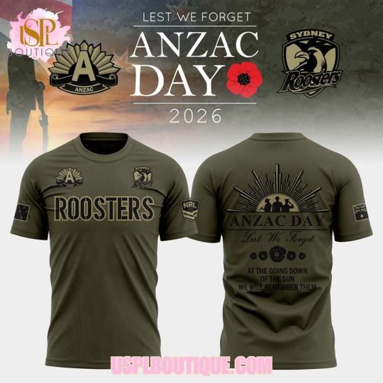 Discover Sydney Roosters Anzac Day 2026 New Design T-Shirt