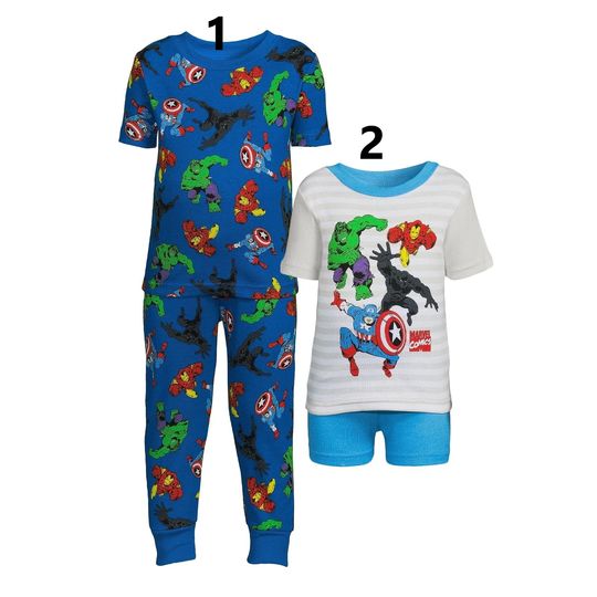 Marvel Avengers Boys Pajamas Set Shirt Toddler  2T 3T 4 Piece Cotton Hulk Thor