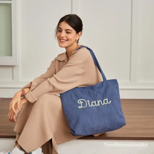 Explore Personalized Embroidered Corduroy Tote