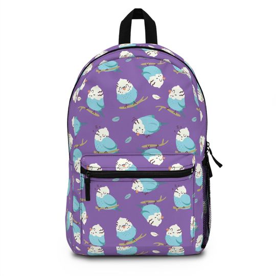 Discover Budgie Print Backpack, Bird Lover Gift, Travel Accessory