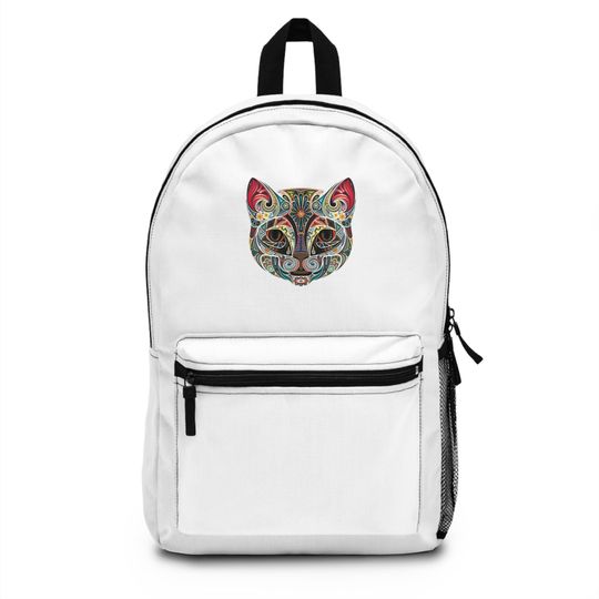 Discover Colorful Cat Design Backpack, Lightweight Polyester Travel School Bag