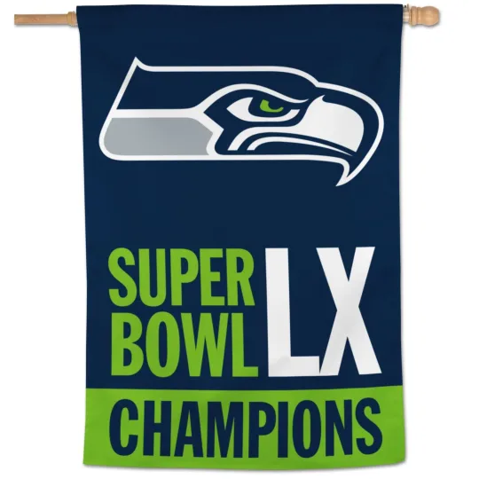 Seattle Seahawks Super Bowl LX Champions House Flag Football Wincraft