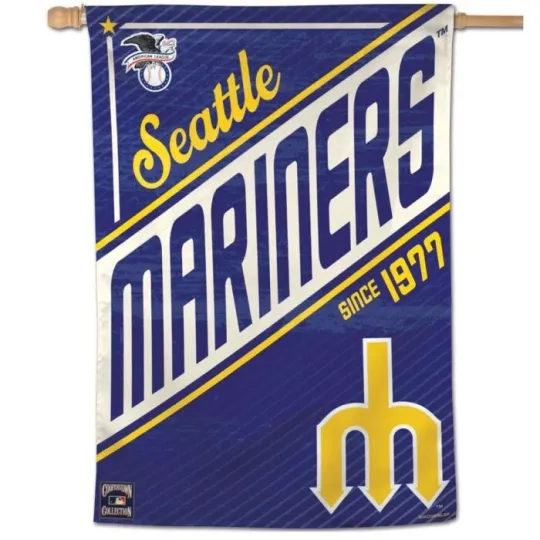 Discover SEATTLE MARINERS COOPERSTOWN 28"X40" HOUSE FLAG WALL BANNER MLB LICENSED