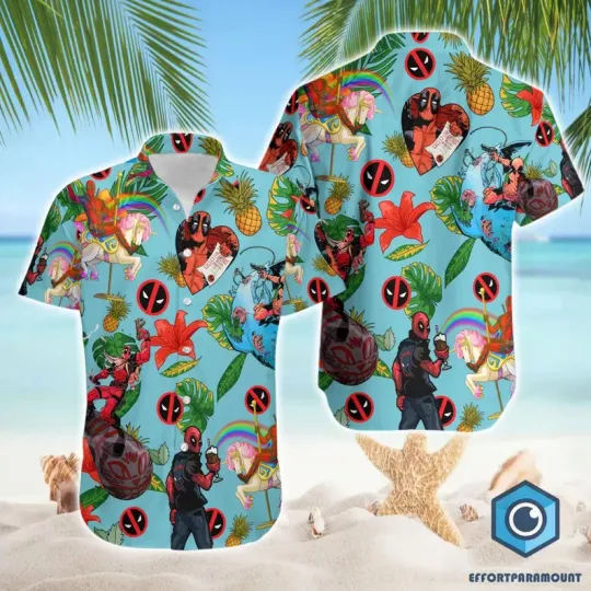 Disney Deadpool Cute Tropical Pineapple Aloha Summer Beach Hawaiian Shirt