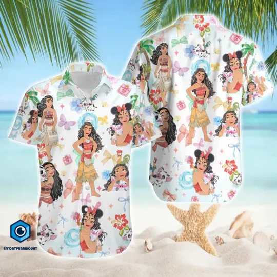 Discover Disney Moana Coquette Princess Girls Trip Summer Beach Hawaiian Shirt