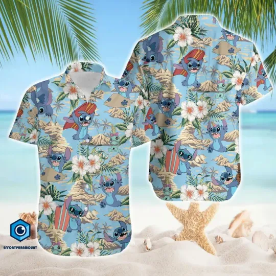 Discover Disney Lilo And Stitch Disneyworld Floral Vacation Summer Beach Hawaiian Shirt