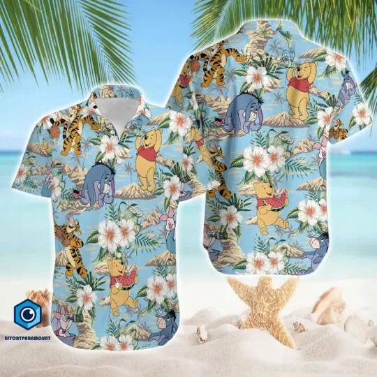 Discover Disney Winnie The Pooh And Friends Floral Vacation Summer Beach Hawaiian Shirt