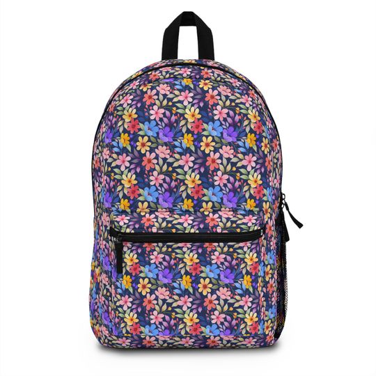 Discover Floral Pattern Backpack, School Travel Rucksack
