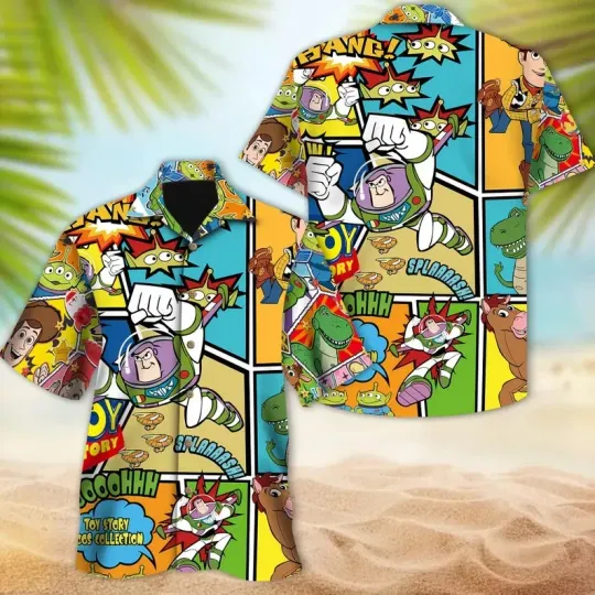 Discover Toy Story Hawaiian Button Down Shirt Unisex Adults S-5XL