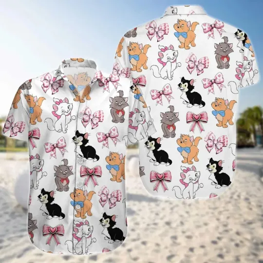 Discover Marie Cat Hawaiian Button Down Shirt Unisex Adults S-5XL