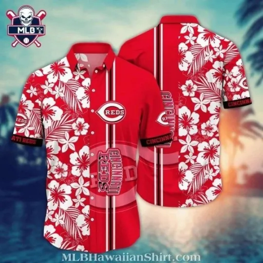 Discover Cincinnati Baseball Team Redss Enthusiast’s Tropical Leaves Hawaiian Shirt