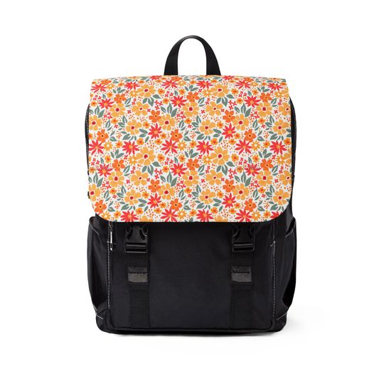 Discover Floral Oxford Unisex Casual Shoulder Backpack