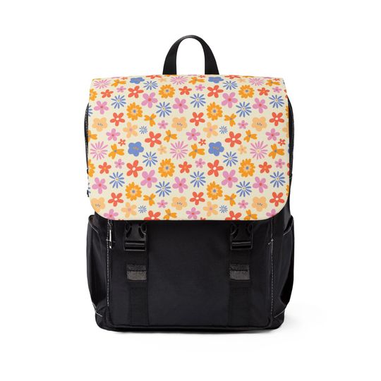Discover Floral Oxford Unisex Casual Shoulder Backpack