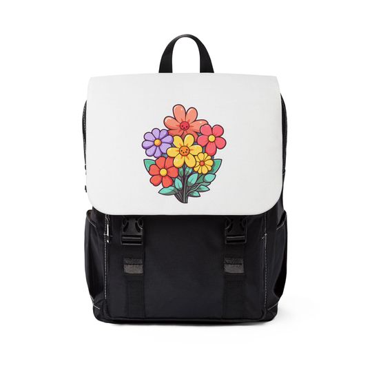 Discover Floral Oxford Unisex Casual Shoulder Backpack