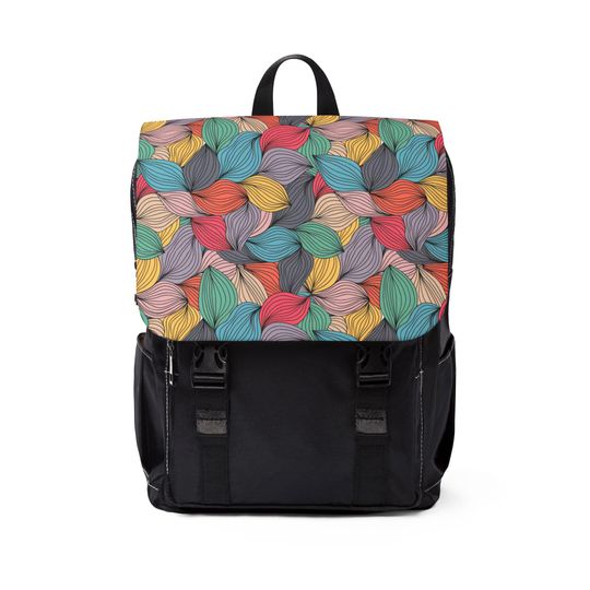Discover Leaf Pattern Unisex Casual Shoulder Backpack
