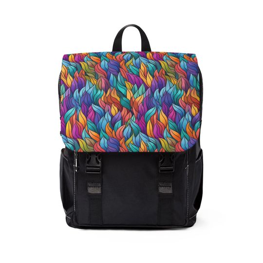 Discover Leaves Print Unisex Casual Shoulder Backpack
