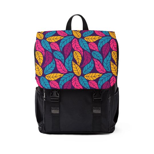 Discover Leaf Pattern Unisex Casual Shoulder Backpack