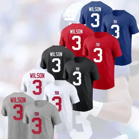 Discover 🔥HOT! Russell Wilson #3 New York Giants 2025 Name and Number