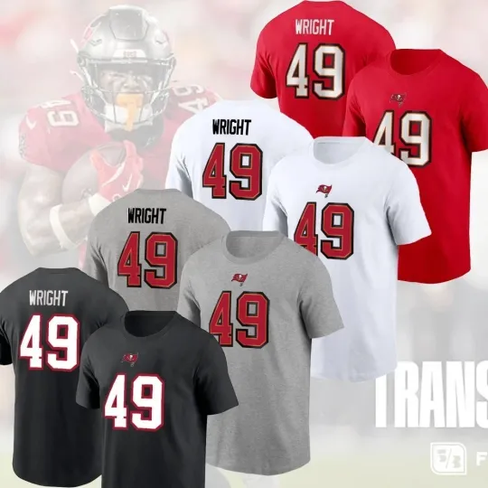 Discover 🔥HOT! Owen Wright #49 Tampa Bay Buccaneers 2025 Name and Number