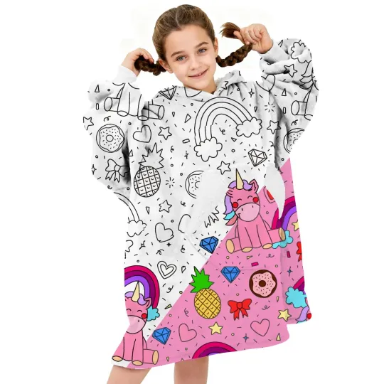 Discover Kids Blanket Hoodie, Coloring Teen Hoodie Blanket