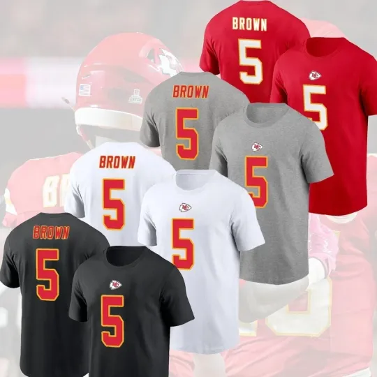 Discover 🔥HOT! Hollywood Brown #5 Kansas City Chiefs 2025 Name and Number