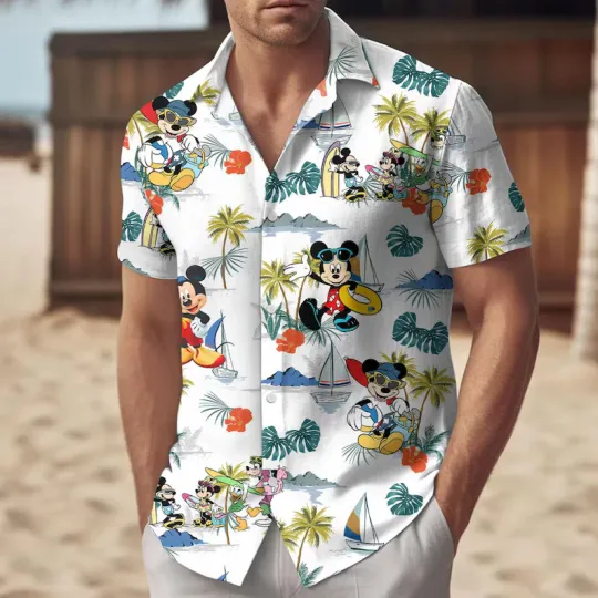 Discover Disney Mickey Mouse Beach Surfing Travel Vacation Summer Vibe Hawaiian Shirt