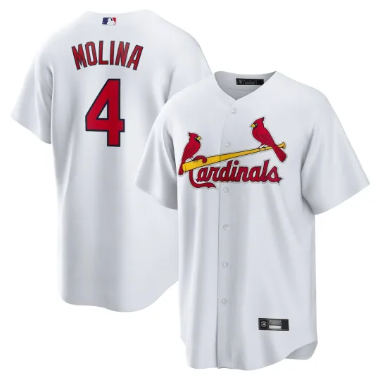Discover Men/Youth Cardinalss Yadier Molina White Baseball All Printed Jersey