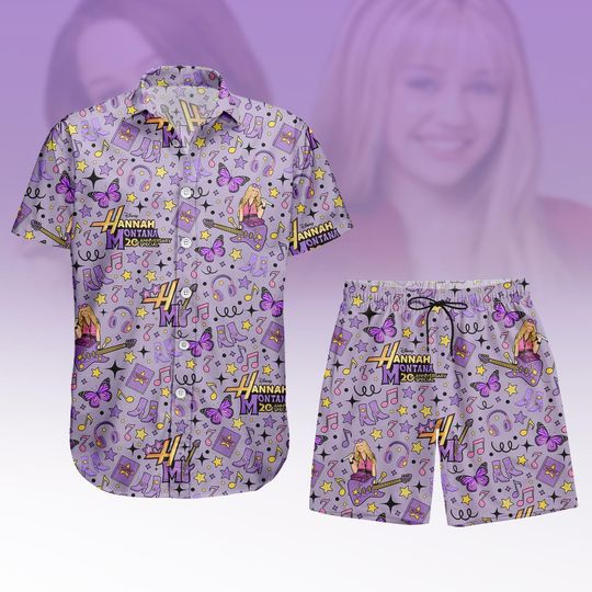 Discover Hannah Montana 20Th Anniversary Button Shirt/Shorts, Disney Hannah Montana Hawaii Shirt