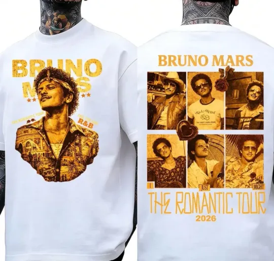 Discover Bruno Mars Romantic Tour 2026 Shirt, Bruno Mars Concert Tee
