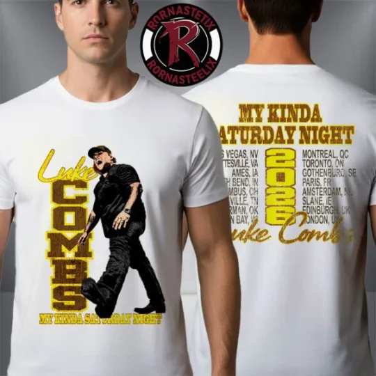 Discover Lukee Comb 2026 Sideline Tour My Kinda Saturday Night Unisex T Shirt Two Sided