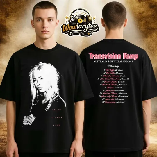 Discover Transvision Vamp Black Aus And NZ 2026 Tour Two Sides Unisex T-Shirt