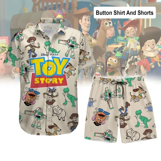 Discover Toy Story Friends Hawaiian Button Down Shirt