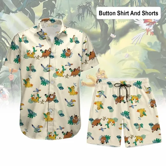 Discover Simba And Friends Hawaiian Button Down Shirt